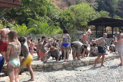 Natural skin care treatment at Dalyan mud baths.