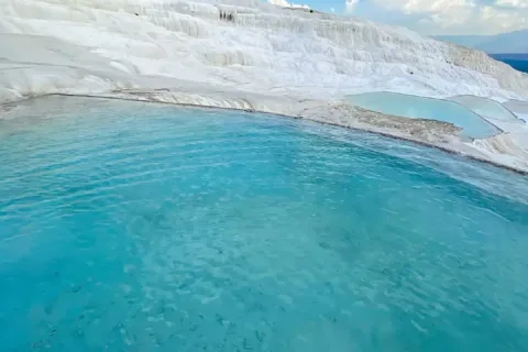 Pamukkale white travertine terraces from Marmaris tour